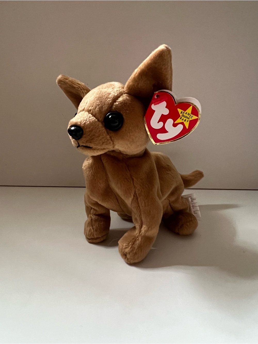Ty Brown Chihuahua Plush Dog with Heart Tag
